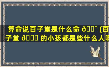 算命说百子堂是什么命 🐯 (百子堂 🐋 的小孩都是些什么人啊)